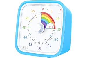 Xinbeiya Minuteur Visuel Arc-en-Ciel avec étui de Protection, Rainbow Timer Enfant Compte à Rebours de 60 Minutes Minuteur pour Enfants et Adultes, Outil de Gestion du Temps Silencieux(Bleu)