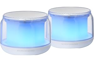 Mars Gaming MS-AURA, Głośniki Bluetooth 5.3, Niestandardowy chipset DSP 15W, Oświetlenie RGB z Designem ClearView 360º, Kompaktowe głośniki z kontrolerem głośności i RGB, Wejście AUX-IN, Biały