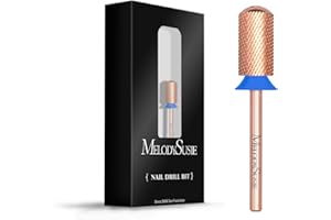 MelodySusie Safety Nail Drill Bits, 3/32'' Smooth Round Top Large Barrel Carbide Bits, Suitable for Manicure Pedicure Cuticle Gel Polishing, Beginners Bits, Rose Gold, Series Bit-S
