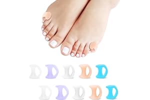 TEOKANTZ 10 PCS - 5 Pairs Toe Spacers Silicone Correct Toes, Gel Toe Separators for Overlapping Toes Toe Straighteners for Bent Toes (4 Colour)