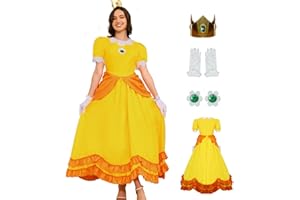 AYYOHON Princess Dress for Women Halloween Princess Cosplay Costume Crown Earrings Gloves Set Adult Fancy Dress Suit