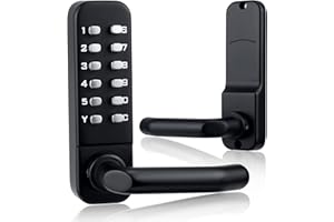 CODACE Serrure a Code d'entrée Mécanique sans clé avec Bouton de Porte à Clavier, Claviers étanches avec Poignée, Serrure de Porte numérique en acier inoxydable avec claviers (noir)