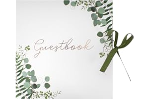 RSW Perfect Day - Libro de invitados de boda con diseño floral verde con cierre de cinta