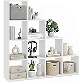 tectake® Bücherregal, Schrank Regal als Raumteiler im Wohnzimmer, Trennwand Kinderzimmer, Stufenregal im Schlafzimmer, Küche 