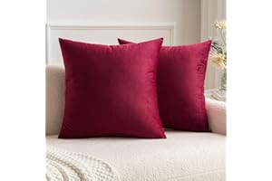 MIULEE Funda de Cojines Navidad de Terciopelo Cojines de Sofá Funda de Almohada Decorativo para Silla Cama Habitación Dormitorio Salón Sala de Estar Oficina 2 Piezas 50x50 cm Vino Rojo