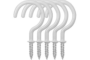 FineGood 25 Pack Cup Hook Ceiling Hooks, 2.9 Inches, Vinyl Coated Screw Hanger for Indoor and Outdoor Use - White