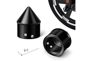 Benlari Black Front Axle Nut Covers Spike Axle Caps Compatible for Harley Touring Softail Sportster Dyna Street Glide Road King Road Glide Electra Glide Iron 883 2008-2022