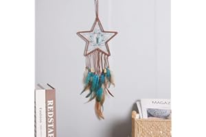 HMX MALL Traumfänger Kinder Mädchen Junge,Mond Sterne Sonne Schlafzimmer Traumfänger als Geschenke, Hochzeit Weihnachten Wandbehang Ornamente Handwerk, Dekorationen (Sterne)