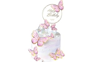 BINXWA 11 Stück Tortendeko Geburtstag,Farbe Schmetterlinge Deko Torte Happy Birthday Tortendeko Cake Topper Geburtstag für Kinder Erwachsene Torten Zubehör