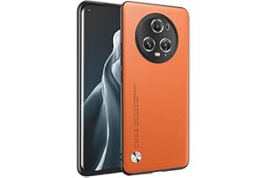 HONLEN Etui na telefon HONOR Magic5 Pro 5G, 6,8 cala skórzane etui na telefon biznesowy, pomarańczowe