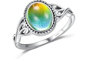 MILACOLATO Anillos De Estado De ánimo De Plata De Ley 925 Para Mujer Anillo De Solitario Ovalado Chapado En Oro Blanco De 18 Quilates Con Control De Temperatura Cambio De Anillo