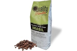 QUALITY ROASTERS COFFEES Café en grano natural. 100% Arabica. Origen único Brasil. Tostado artesanal. Tueste medio. (1 kg)