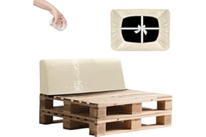 SYLC Impermeable Funda De Cojines Palets Exterior Jardin, Elástico Terciopelo Fundas para Palés, Protectores De Muebles Madera Sofa Terraza Lavable (Beige,Back 120×40×10/20cm)