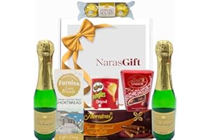 NARAS Champagne Gift Set - 2x Champagne Wine, Chocolates, Biscuits and Wafer Rolls - Wine Gift Set, Alcohol Gift Hampers for Couples, Birthday Gifts for Her