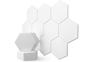 KUCHOOW Acoustic Panels Hexagon, 12" X 14" X 0.4", 12 Pack Soundproofing Panels, Sound Absorbing Panels, Sound Proofing Panels for Wall Decoration and Echoes Absorbing, Studio, Classroom, Gym and Office