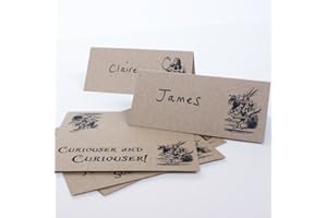 Luck and Luck Alice in Wonderland Place Cards Set of 8 Brown Kraft Wedding Party