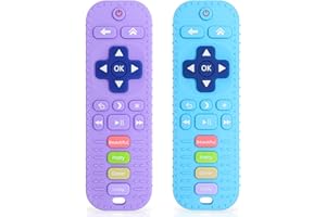 CLDY Badespielzeug für ab 3 Monate Baby Silikon Ferngesteuertes Beißspielzeug Zahnungshilfe Spielzeug für Babys Fernbedienung Beißringe aus Silikon mit Beruhigt Babys Wundes Zahnfleisch (2er Set)