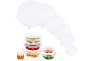 MARVOREM Coperchi in silicone estensibile cucina riutilizzabili ecologici coperchi silicone coperchi silicone estensibile tappi silicone alimenti coperchio silicone (6 pezzi)