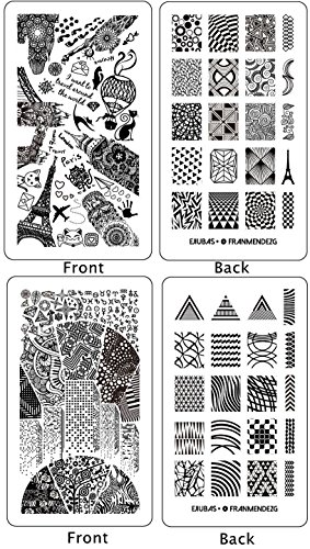 Ejiubas Modern & Geometry Style Stamping Plate Nail Art Image Plate Nail Stamp Collection - Pack of 2 Pcs