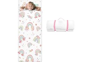 DECALSWEET Kids Sleeping Bag-Pillow,Mat and Blanket Included-Comfy Nap Mat for Toddlers Girls Boys,All-In-One Sleepover Bag for Travel Nursery,Gift for Birthday Christmas