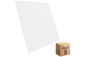 FACTORLED Pack x8 Pannello LED 60 x 60 cm 40 W, 8 pezzi per controsoffitto, driver Philips CertaDrive, UGR19, pannelli ad alta luminosità 4800 lumen, No Flick, cornice bianca, Driver incluso (luce bianca -