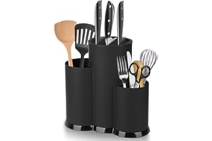 KOMABLEN Bloc Couteaux Cuisine Vides, 3 en 1 Universel Porte Couteau Rond, Détachable Range Couteaux avec Fentes, Plastique Porte Ustensiles Cuisine für Rangement Ustensiles Couteaux Cuisine