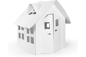 BILDERWELTEN FOLDZILLA Playhouse Witch's Cottage 90 x 80 x 110 cm Made of cardboard Playhouse for Children - White for Drawing and Stickers