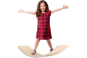 HIUOUIH Balance Board Bambini Balance Board Oscillante in Legno Tavola di Equilibrio per Allenamento Motorie, con Capacità di Carico Fino a 200 kg