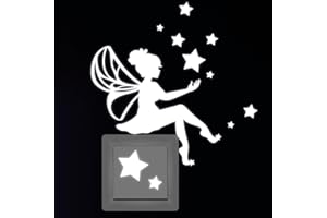 Wandtattoo Loft Leuchtaufkleber Lichtschalter, Elfe mit Sternen, 11 Stück, Selbstklebende und Fluoreszierende Leuchtaufkleber, Nachtlicht, Leuchtende Aufkleber, Leuchtaufkleber Wand Kinderzimmer