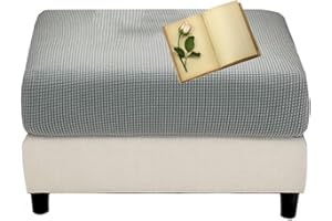 Miecoae Copri Pouf Elasticizzato Rettangolare Quadrato Copri Pouf Fodera Poggiapiedi 50 60 70 80 CM Fodere Coprisgabello Blu/Grigio, Copertura per Sgabello (Color : #11, Size : 50-68cm/20-27in)