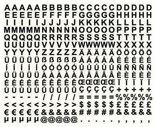 Viwanda Letter Alphabet and Sign Compilation Stickers, with characters from 4 major European Languages and made of High Quality Avery 440 Gloss Transparent Paper