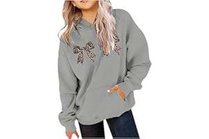 SoLu DAY8 Hoodie Kids Girls Age 3-12 Years Trendy Graphic Leopard Bow Sweatshirt for Teen Girls Winter Long Sleeve Tops PuLover Cute Cartoon Comfy Casual Vacation Blouse