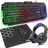 THE G-LAB Combo ARGON E - Ensemble Gaming 4 en 1 - Clavier Gamer AZERTY Rétroéclairé, Souris Gamer 3200 DPI, Micro Casque Gam