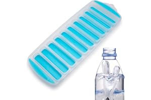 LEDDY LIVING Molde de silicona para 10 cubitos de hielo con bastoncillos – Flexible, lavable, seguro – Apto para botellas, cócteles, caramelos, gelatinas, chocolate (azul)
