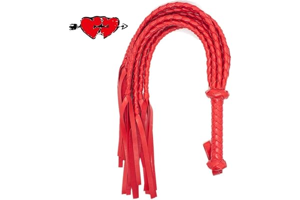 DanTanes Fouet en Cuir de Cheval pour Les Performances et Les Performances de Jeux de rôle - Cultures équestres (Rouge)
