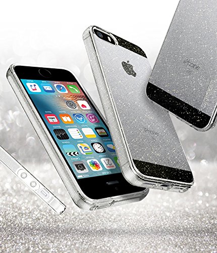 iPhone 5 / 5S / SE Case, SpigenÂ® [Liquid Armor] [Glitter Crystal Quartz] SOFT-FLEX **NEW** Silicone Shockproof Protection, Premium Flexible Soft TPU slim thin clear cover for iPhone 5 / 5S / SE - (041CS21959)