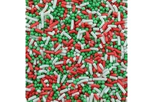 CALUM'S MIXES Christmas Mixed Sprinkles - 35g of Red, White & Green Edible Cake Sprinkles Toppers Decorations, 100s 1000s Mini Balls Nonpareils Strands Festive Mix