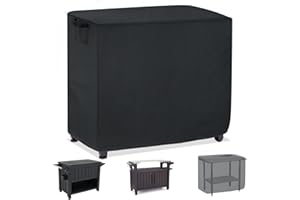 Hoedia Housse de table d'extérieur pour table de préparation Keter Unity XL, armoire de rangement portable, îlot de cuisine, noir 132 cm