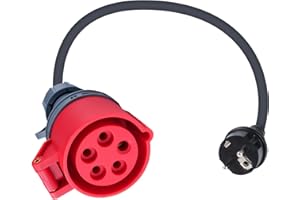 DEWINLVD Adattatore CEE 16A 220V Adattatore Schuko Plug to CEE 5 pin spina CEE con estensione del cavo da 0,5m di protezione IP44 adattatore per veicoli elettrici Coupling-Schuko to CEE.