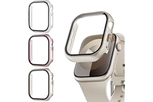 Lovmunia 3-Stück Schutzhülle mit Displayschutzfolie Kompatibel mit Apple Watch 10 46mm, Rundum Ultradünne Hard Gehäuse Eingebaut Kratzfest Gehärtetes Glas Schutzfolie für iWatch 10 46mm