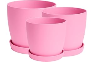 Home Garden Ornaments Set of 3 Plant Pots Indoor, Indoor Plant Pot - Decorative Flower Pots with Mat Surface (14cm, 16cm, 18cm, Colour: Pink)
