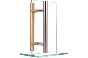 MLS Maniglia per sauna e SPA, Coppia di Maniglie per Porte, Sensazione Piacevole al Tatto, Combinazione di Maniglie in Acciaio Inox e Legno, per Porte Interne in Vetro e Legno, 400 mm