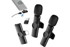 MOMAN Handy Lavalier Mikrofon, Gimpro MS1X(C) 2.4GH【Type-C&USB】 Ansteckmikrofon für Android-Phones Tablets Vlogging Live-Streaming Interviews Online-Kurse Tiktok,Drahtloses-Lavalier-Mikrofon-USB-Smartphone
