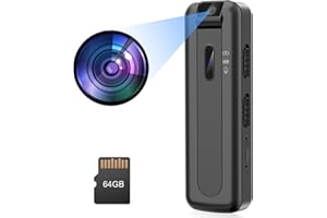 ZAQE Mini Body Camera, 1080P HD Mini Camera,180° Rotatable Lens Vedio Recorder with Night Vision, Vedio Audio Recording Loop Record 500mAh Wearable Portable Cam with 64GB Card