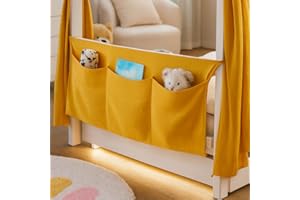 ALAVYA HOME® Betttasche aus Musselin 90x38 cm - Praktischer Organizer für Baby- und Kinderbett - Wechselkleidung & Windeln Hält alles ordentlich und griffbereit (Senfgelb)