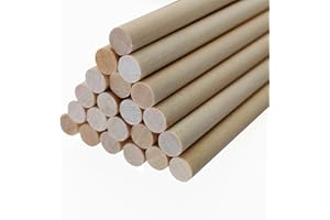 HOTKRUMP 25 Stück Holzstäbe rund natur Holzstäbe, Holzstäbchen,Holzstange,Rundhölzer Glatt, Rundstab Glatt, Holzstock aus Massiv-Holz, Bastelstäbe, Holz Stäbe für DIY Handwerkm, Zuckerwatte Stäbe (30cmX10mm)