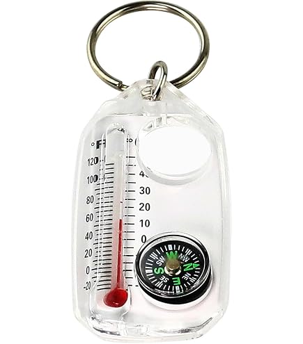 LumaGage Reißverschluss-Anhänger Mit Kompass & Thermometer - Leuchtet Im Dunkeln, Inkl. Windchill-Tabelle