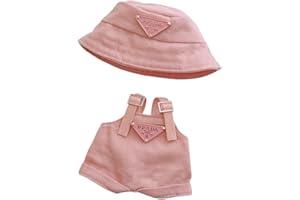 MOFUSAND 17cm Clothes Set for Doll(NO Doll), Hat & Overalls Set for 17cm Accessories Suit, Cute Clothes for Dress up Unique Style (Pink)