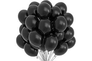 TOURIMA Latex Luftballons Matt Schwarz, 25 cm, 30 Stück, Nachhaltige Ballons 100% Naturlatex Schwarze Ballons Helium Luftballons für Geburtstag und Hochzeit Dekoration. Luftballons Schwarz