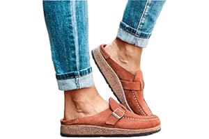 ZEDARO Sandalias Planas para Mujer Zuecos de Verano Zapatilla Plana de Gamuza Punta Redonda Sin Respaldo Resbalón en los Zapatos Mocasines Cómodos Zapatos de Barco de Moda para Mujer con Punta Cerrada